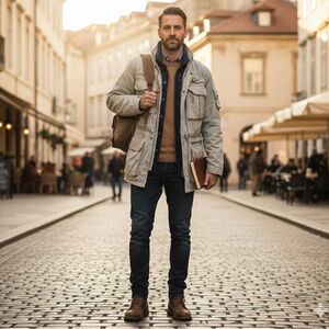 Men's Gray Casual Jacket Sz L